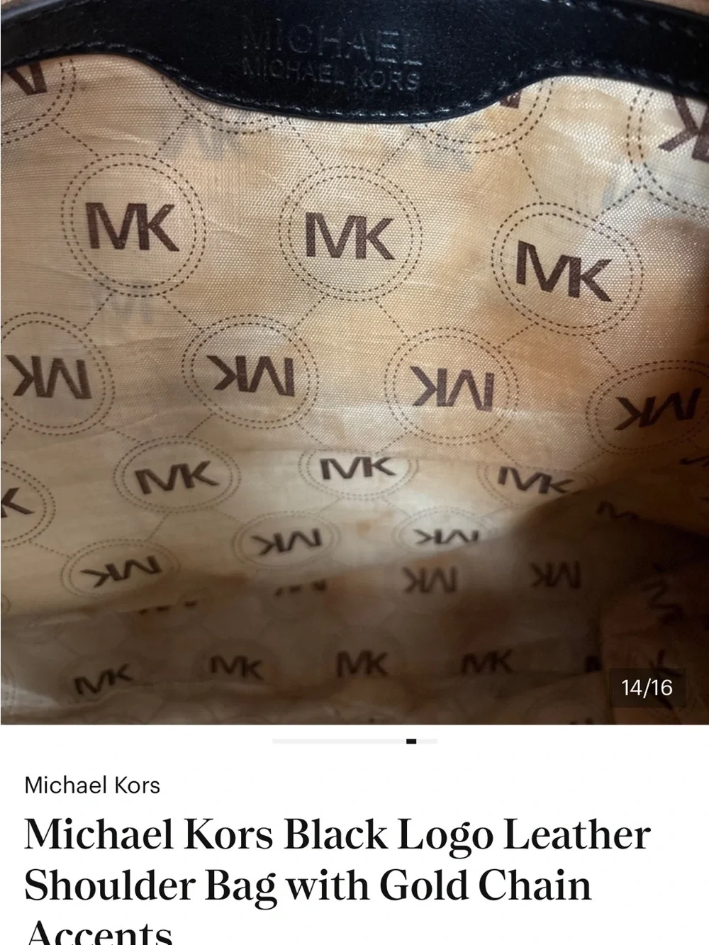 Michael Kors MK Monogram Black Gray Hobo Shoulder Bag Chain Strap
